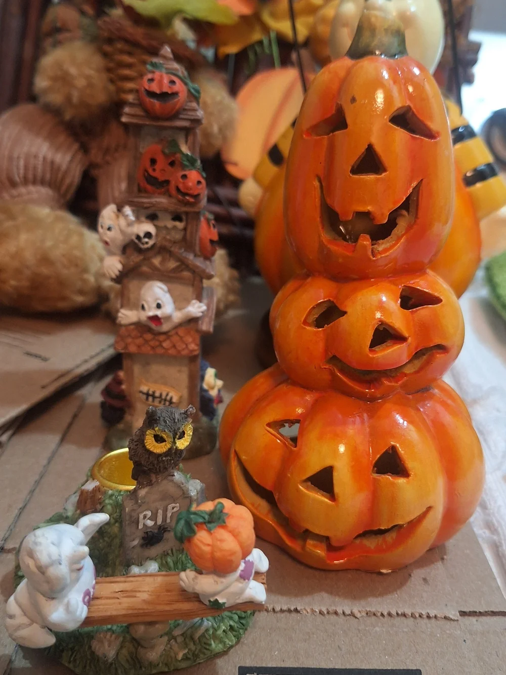 Welcome Fall Pumpkin Bear Tabletop Decor - Orange